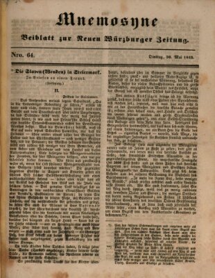 Mnemosyne (Neue Würzburger Zeitung) Dienstag 30. Mai 1843