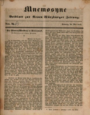 Mnemosyne (Neue Würzburger Zeitung) Sonntag 28. Mai 1843