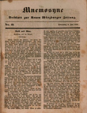 Mnemosyne (Neue Würzburger Zeitung) Donnerstag 8. Juni 1843