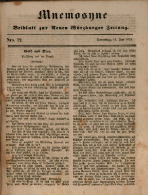 Mnemosyne (Neue Würzburger Zeitung) Donnerstag 15. Juni 1843