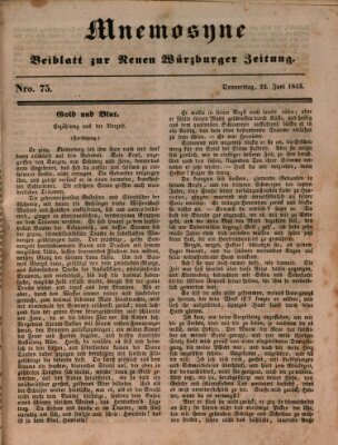 Mnemosyne (Neue Würzburger Zeitung) Donnerstag 22. Juni 1843