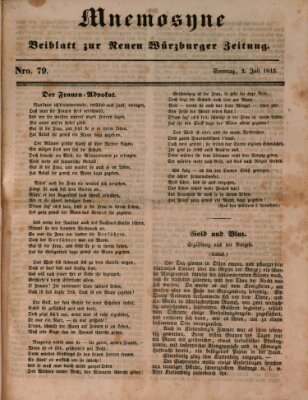 Mnemosyne (Neue Würzburger Zeitung) Sonntag 2. Juli 1843