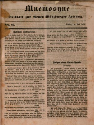 Mnemosyne (Neue Würzburger Zeitung) Dienstag 4. Juli 1843