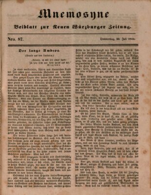 Mnemosyne (Neue Würzburger Zeitung) Donnerstag 20. Juli 1843