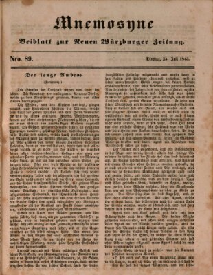 Mnemosyne (Neue Würzburger Zeitung) Dienstag 25. Juli 1843