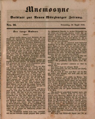 Mnemosyne (Neue Würzburger Zeitung) Donnerstag 10. August 1843