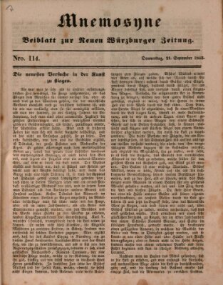 Mnemosyne (Neue Würzburger Zeitung) Donnerstag 21. September 1843