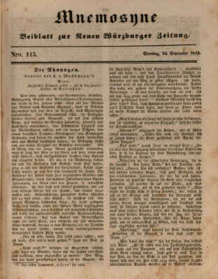 Mnemosyne (Neue Würzburger Zeitung) Sonntag 24. September 1843