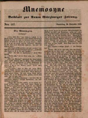 Mnemosyne (Neue Würzburger Zeitung) Donnerstag 28. September 1843