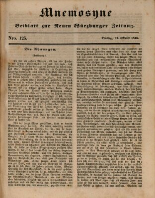 Mnemosyne (Neue Würzburger Zeitung) Dienstag 17. Oktober 1843