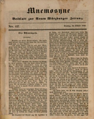 Mnemosyne (Neue Würzburger Zeitung) Sonntag 22. Oktober 1843