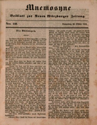 Mnemosyne (Neue Würzburger Zeitung) Donnerstag 26. Oktober 1843