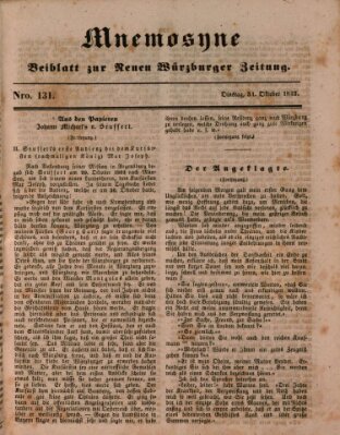 Mnemosyne (Neue Würzburger Zeitung) Dienstag 31. Oktober 1843