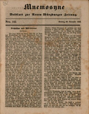 Mnemosyne (Neue Würzburger Zeitung) Sonntag 26. November 1843