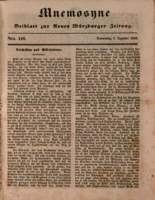 Mnemosyne (Neue Würzburger Zeitung) Donnerstag 7. Dezember 1843