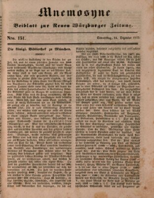 Mnemosyne (Neue Würzburger Zeitung) Donnerstag 14. Dezember 1843