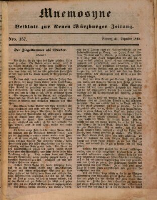 Mnemosyne (Neue Würzburger Zeitung) Sonntag 31. Dezember 1843