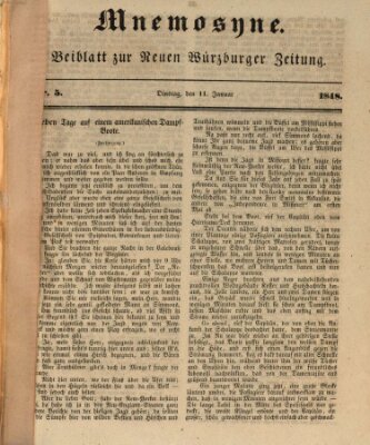 Mnemosyne (Neue Würzburger Zeitung) Dienstag 11. Januar 1848