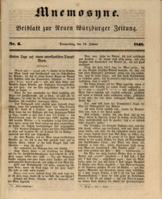 Mnemosyne (Neue Würzburger Zeitung) Donnerstag 13. Januar 1848