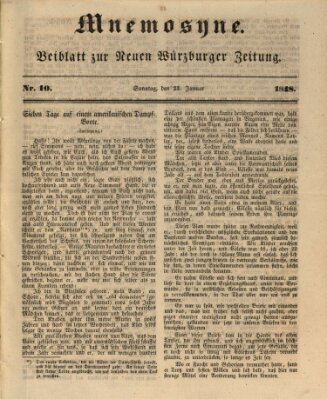 Mnemosyne (Neue Würzburger Zeitung) Sonntag 23. Januar 1848