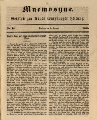 Mnemosyne (Neue Würzburger Zeitung) Dienstag 1. Februar 1848