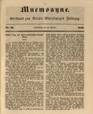 Mnemosyne (Neue Würzburger Zeitung) Donnerstag 24. Februar 1848