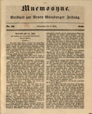 Mnemosyne (Neue Würzburger Zeitung) Donnerstag 2. März 1848