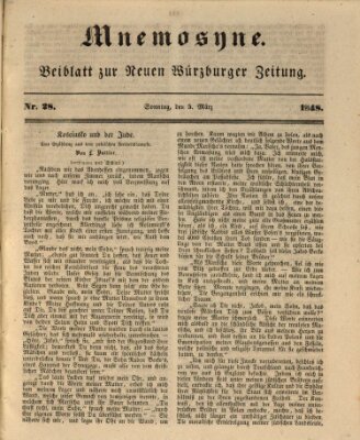 Mnemosyne (Neue Würzburger Zeitung) Sonntag 5. März 1848