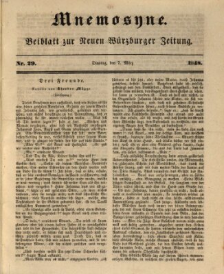 Mnemosyne (Neue Würzburger Zeitung) Dienstag 7. März 1848