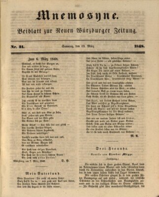 Mnemosyne (Neue Würzburger Zeitung) Sonntag 12. März 1848