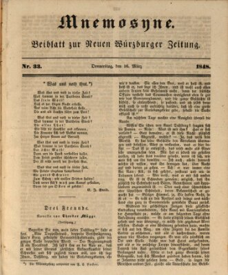 Mnemosyne (Neue Würzburger Zeitung) Donnerstag 16. März 1848