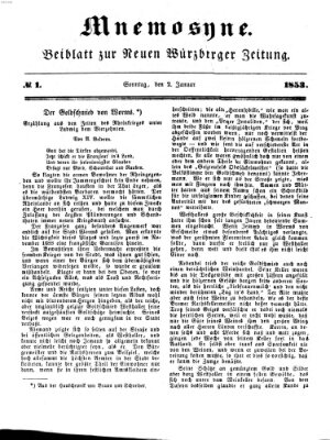 Mnemosyne (Neue Würzburger Zeitung) Sonntag 2. Januar 1853