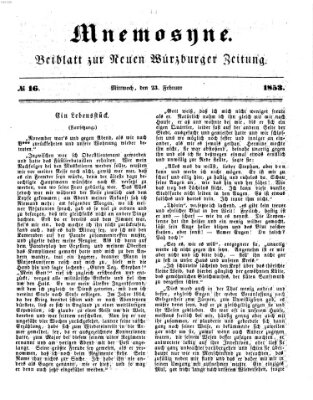 Mnemosyne (Neue Würzburger Zeitung) Mittwoch 23. Februar 1853