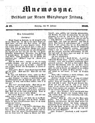 Mnemosyne (Neue Würzburger Zeitung) Sonntag 27. Februar 1853