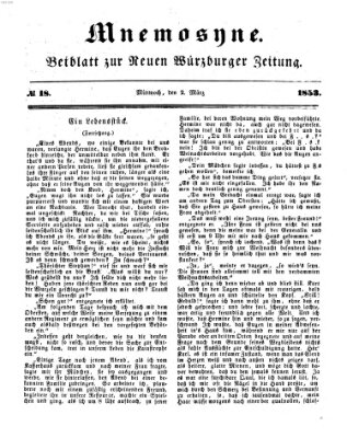 Mnemosyne (Neue Würzburger Zeitung) Mittwoch 2. März 1853