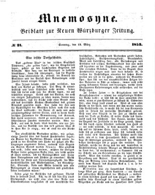 Mnemosyne (Neue Würzburger Zeitung) Sonntag 13. März 1853