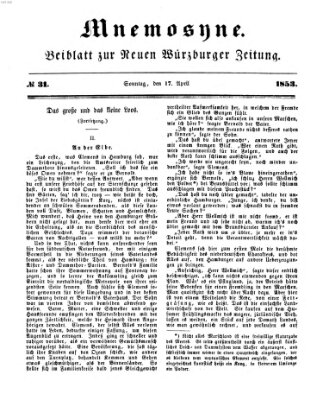 Mnemosyne (Neue Würzburger Zeitung) Sonntag 17. April 1853