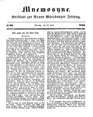 Mnemosyne (Neue Würzburger Zeitung) Sonntag 24. April 1853