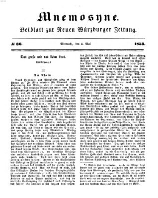 Mnemosyne (Neue Würzburger Zeitung) Mittwoch 4. Mai 1853