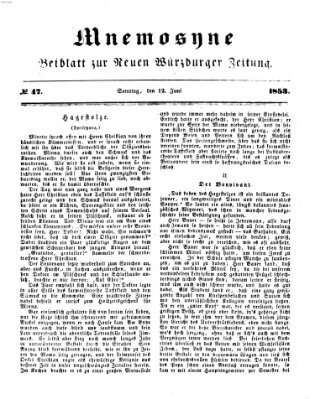 Mnemosyne (Neue Würzburger Zeitung) Sonntag 12. Juni 1853