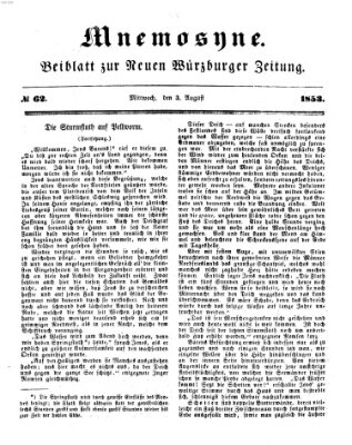 Mnemosyne (Neue Würzburger Zeitung) Mittwoch 3. August 1853