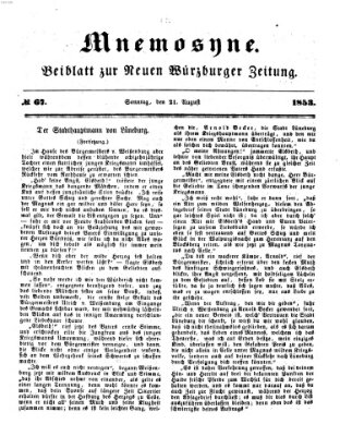 Mnemosyne (Neue Würzburger Zeitung) Sonntag 21. August 1853