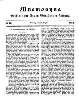 Mnemosyne (Neue Würzburger Zeitung) Mittwoch 31. August 1853