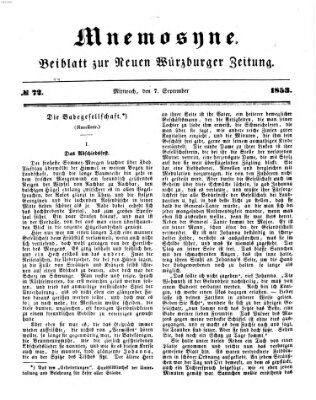 Mnemosyne (Neue Würzburger Zeitung) Mittwoch 7. September 1853