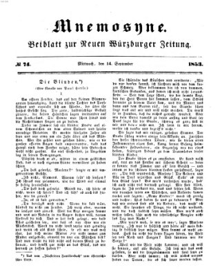 Mnemosyne (Neue Würzburger Zeitung) Mittwoch 14. September 1853