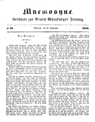 Mnemosyne (Neue Würzburger Zeitung) Mittwoch 21. September 1853