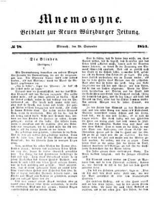 Mnemosyne (Neue Würzburger Zeitung) Mittwoch 28. September 1853