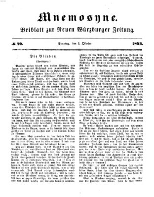 Mnemosyne (Neue Würzburger Zeitung) Sonntag 2. Oktober 1853