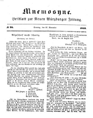 Mnemosyne (Neue Würzburger Zeitung) Sonntag 27. November 1853