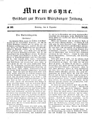 Mnemosyne (Neue Würzburger Zeitung) Sonntag 4. Dezember 1853